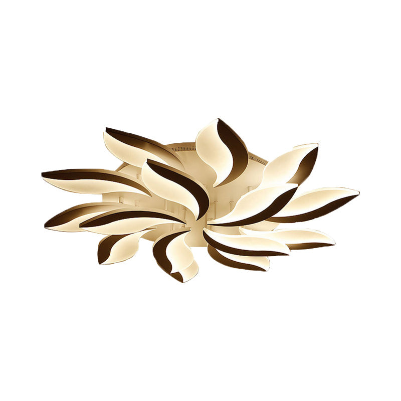 Contemporary Led Leaf Shaped Flushmount Lighting With Acrylic Diffuser - 3/12/15 Lights White