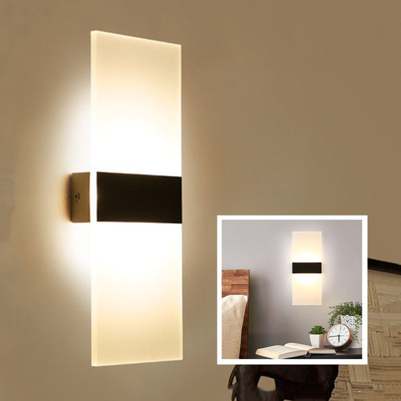 Minimalist Black/White Rectangular Led Sconce Light - Thinnest Wall Mounted Lamp In Warm/White