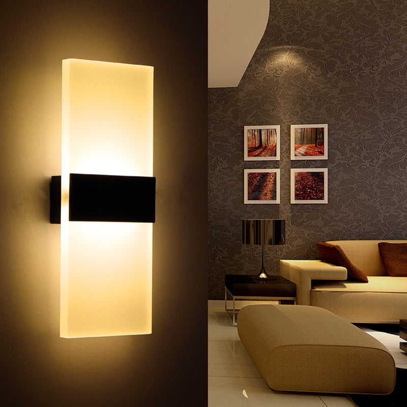 Minimalist Black/White Rectangular Led Sconce Light - Thinnest Wall Mounted Lamp In Warm/White