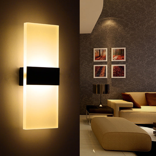 Minimalist Black/White Rectangular Led Sconce Light - Thinnest Wall Mounted Lamp In Warm/White
