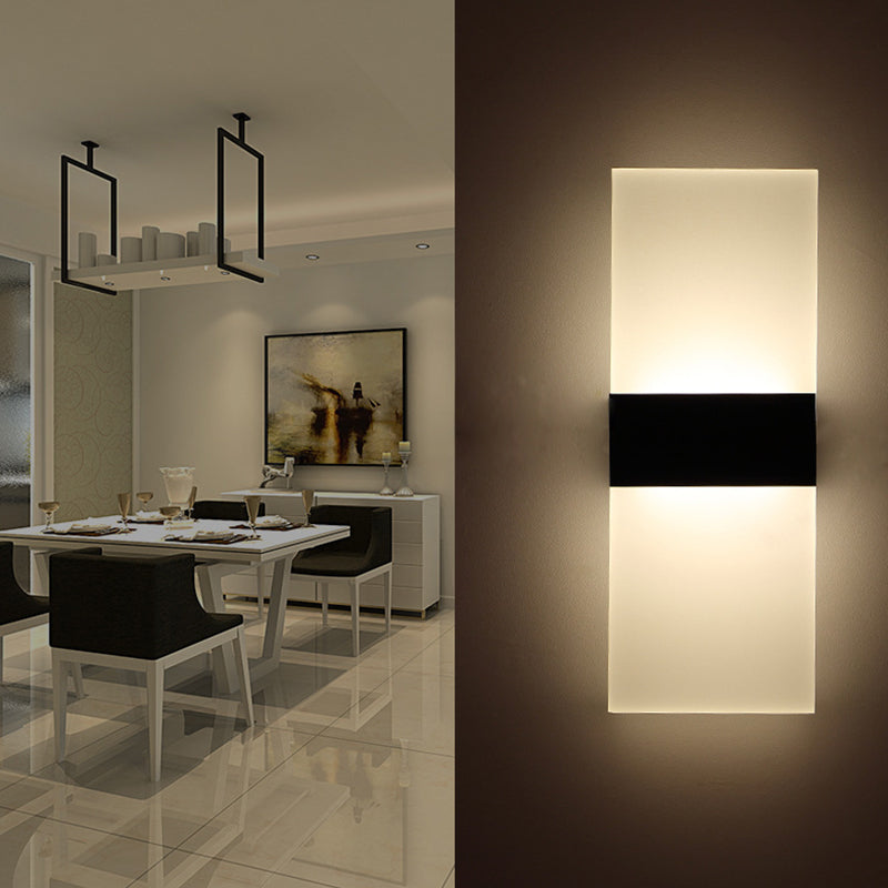 Minimalist Black/White Rectangular Led Sconce Light - Thinnest Wall Mounted Lamp In Warm/White