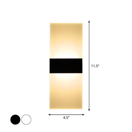 Minimalist Black/White Rectangular Led Sconce Light - Thinnest Wall Mounted Lamp In Warm/White