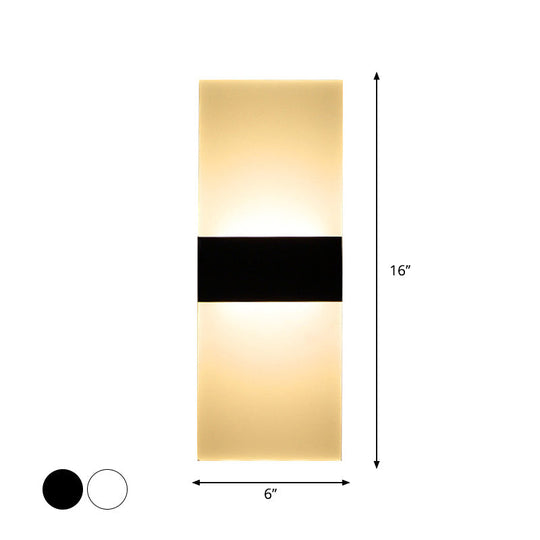 Minimalist Black/White Rectangular Led Sconce Light - Thinnest Wall Mounted Lamp In Warm/White