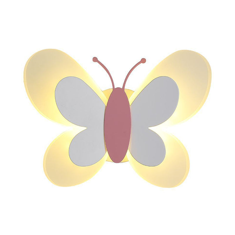 Cartoon Butterfly Led Sconce Lamp: Fun Acrylic Wall Lighting Fixture In Multiple Colors And Light