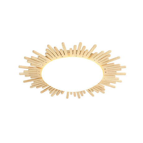 Modern Wooden Round Flush Ceiling Light For Dining Room Décor