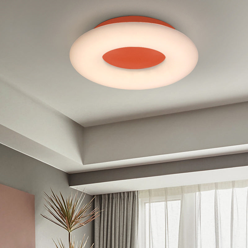 Doughnut Cartoon Flush Mount Ceiling Light For Kindergarten Orange / Warm