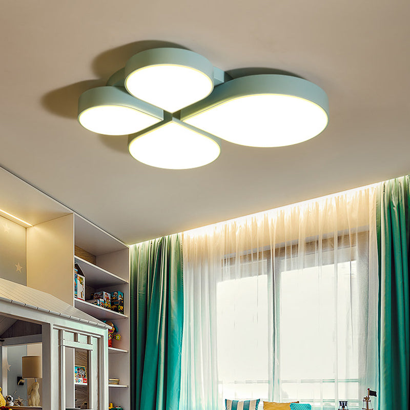 Petite Macaron Style Led Flush Ceiling Light For Kindergarten With Flat Petal Design Blue / 23.5’