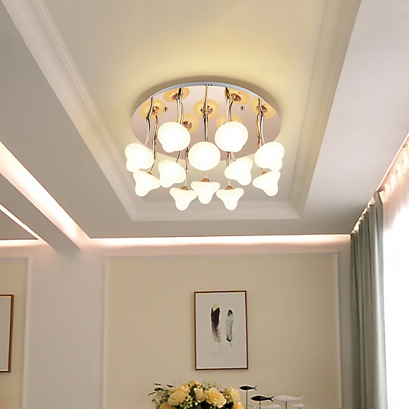 Round Acrylic Designer Ceiling Light Fixture For Hallways - White Flush Mount / Warm
