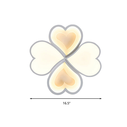 4 - Heart Ceiling Light: Romantic Led Mount For Hallway - White Acrylic & Metal