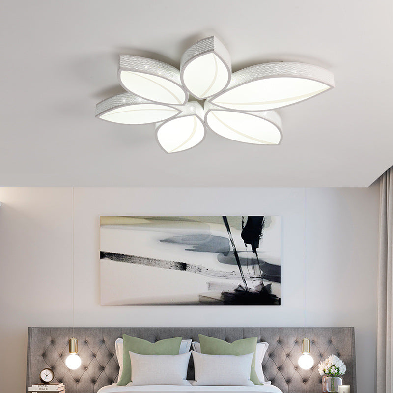 Stunning Crystal Flower Led Ceiling Light For Bedroom - Acrylic White Flushmount / 27’
