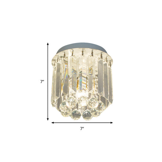 Clear Crystal Flush Mount Ceiling Light In White For Luxurious Foyer Décor