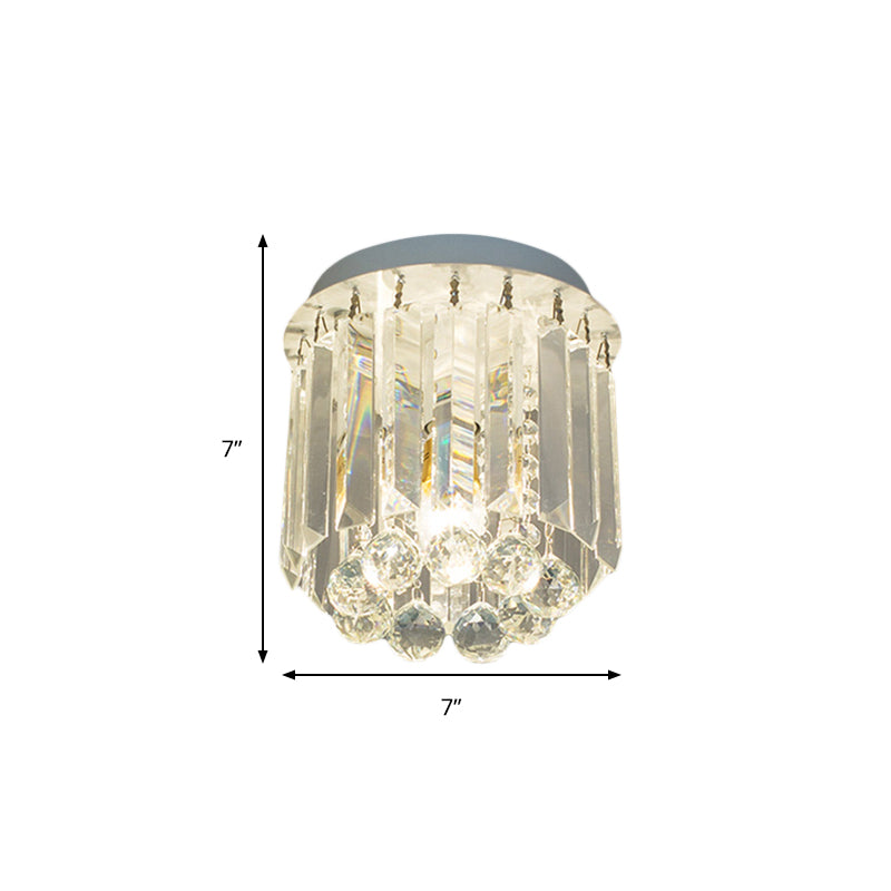 Clear Crystal Flush Mount Ceiling Light In White For Luxurious Foyer Décor