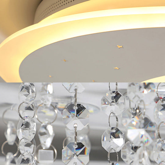 Crystal Deco Led Flushmount Ceiling Light For Kid’s Bedroom - Modern & White