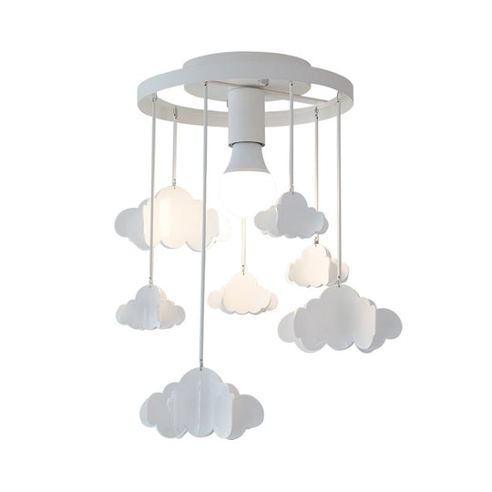 Floating Cloud Ceiling Mount Light - White Metallic Lamp For Baby Room
