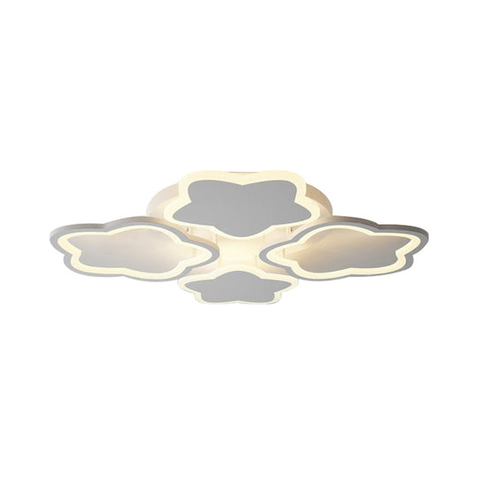 White Flushmount Led Ceiling Lamp - Delightful 4 - Blossom Light Fixture For Baby Girls Bedroom