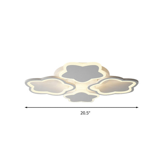 White Flushmount Led Ceiling Lamp - Delightful 4 - Blossom Light Fixture For Baby Girls Bedroom