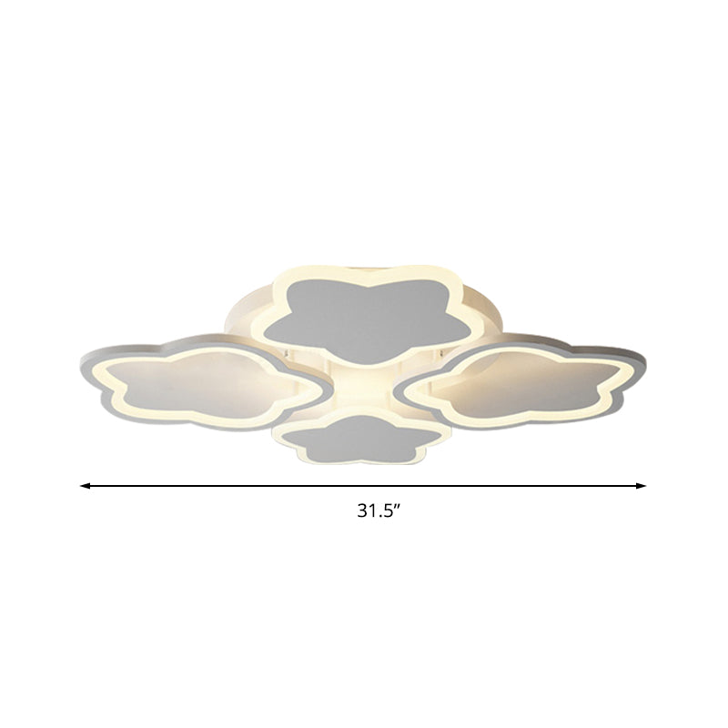 White Flushmount Led Ceiling Lamp - Delightful 4 - Blossom Light Fixture For Baby Girls Bedroom