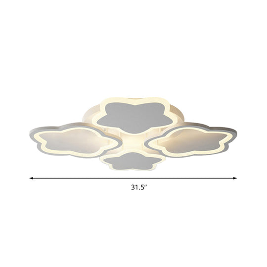 White Flushmount Led Ceiling Lamp - Delightful 4 - Blossom Light Fixture For Baby Girls Bedroom