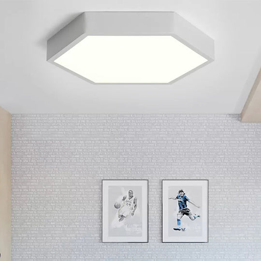 Nordic Hexagon Led Ceiling Light - Stylish Monochrome Flush Mount For Porch White