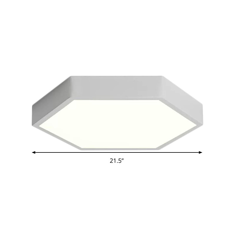 Nordic Hexagon Led Ceiling Light - Stylish Monochrome Flush Mount For Porch