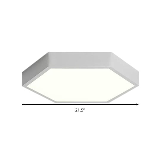 Nordic Hexagon Led Ceiling Light - Stylish Monochrome Flush Mount For Porch