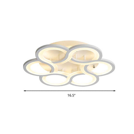 Modern Stylish White Acrylic Led Ceiling Fixture For Hotels - Petal Semi Mount Light