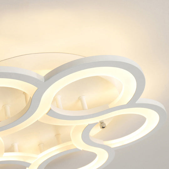 Modern Stylish White Acrylic Led Ceiling Fixture For Hotels - Petal Semi Mount Light