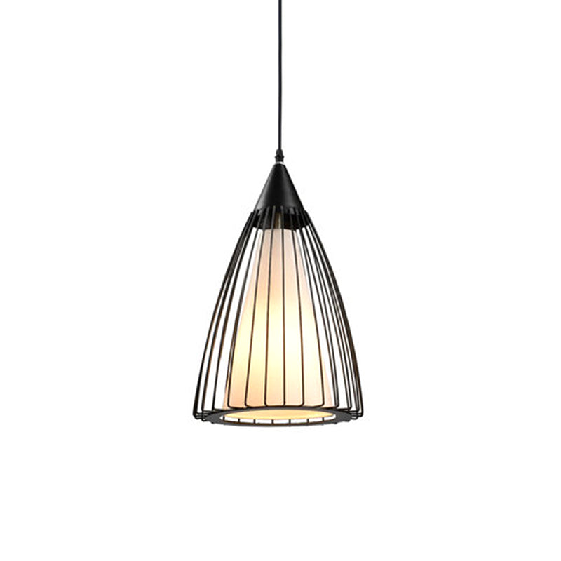 Rustic 1-Light Iron Ceiling Pendant Lamp In Black - Cone/Oval/Globe Suspended Lighting For Dining
