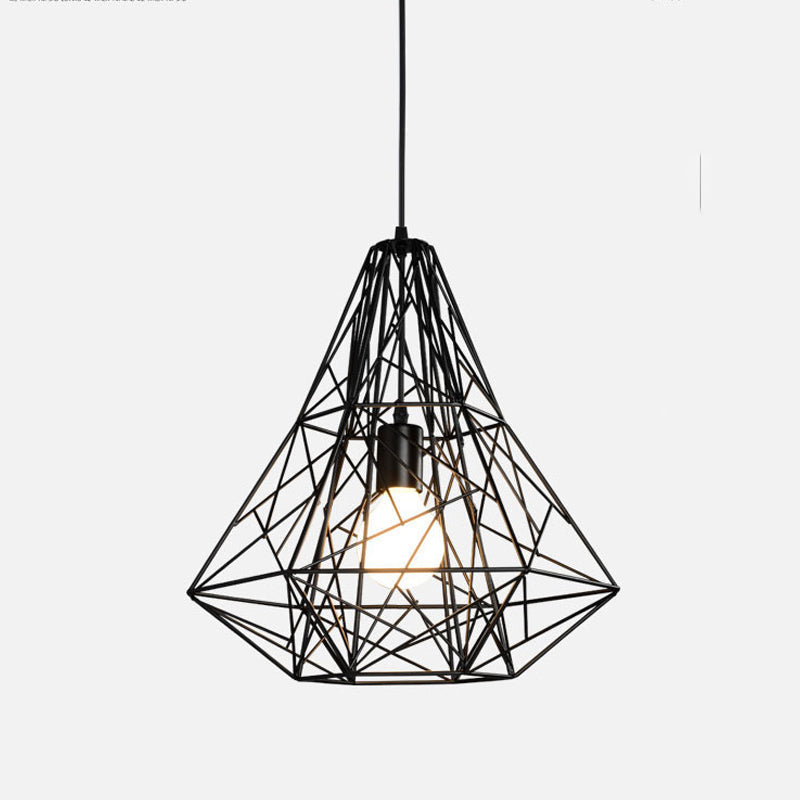 Rustic 1-Light Iron Ceiling Pendant Lamp In Black - Cone/Oval/Globe Suspended Lighting For Dining