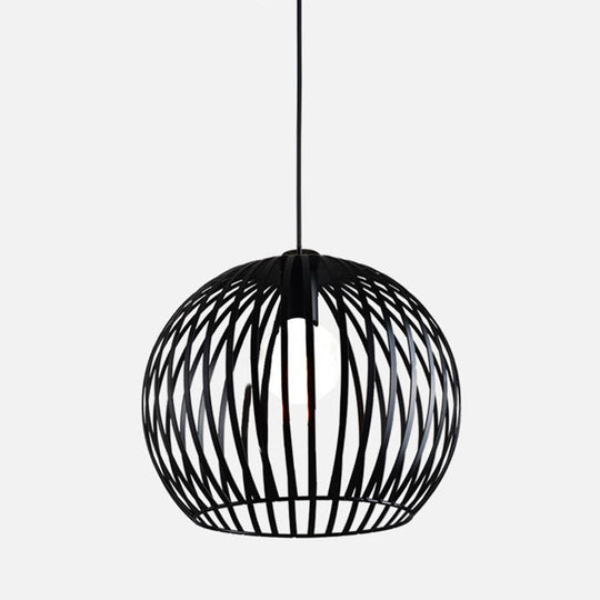Rustic 1-Light Iron Ceiling Pendant Lamp In Black - Cone/Oval/Globe Suspended Lighting For Dining