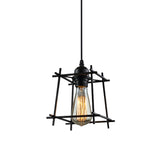 Black Metal Trapezoid/Lotus Leaf Pendant Lamp - Rustic Lighting For Living Room / A