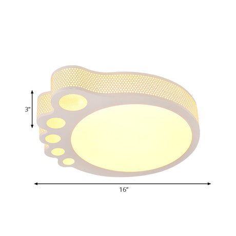 Kid’s Cartoon Ceiling Light - White Acrylic Flush Mount Foot Shaped Design