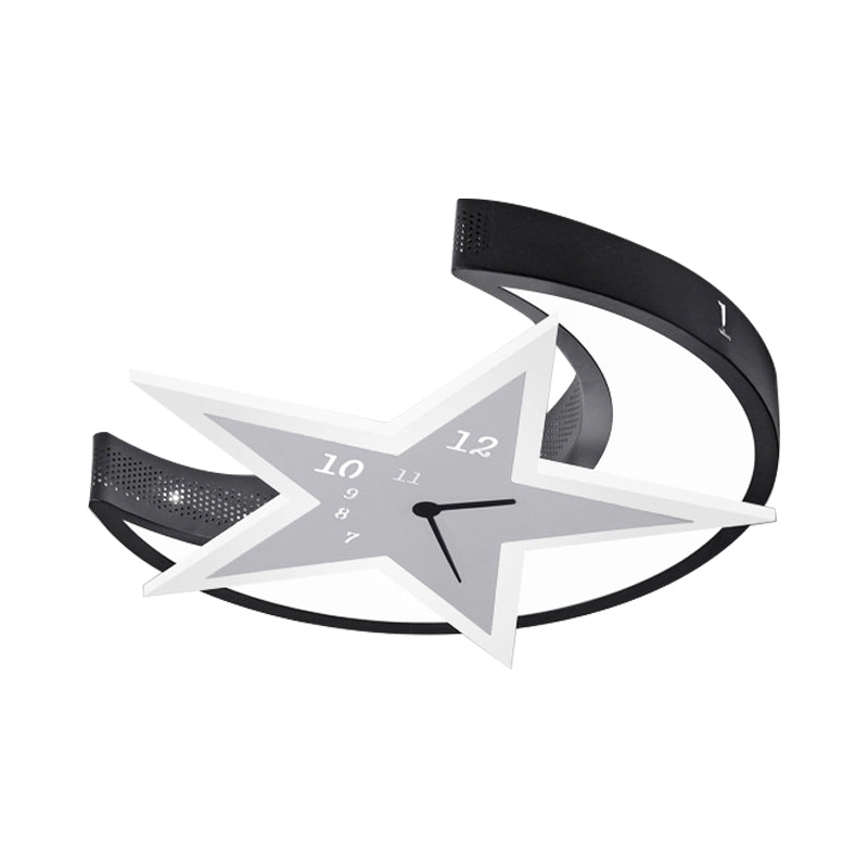 Kid’s Bedroom Flushmount Ceiling Lamp With Star And Moon Cartoon Leds