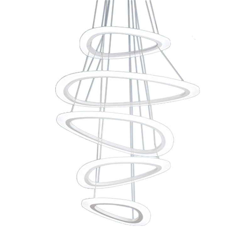 Modern White Teardrop Chandelier With Led Acrylic Lighting - 4/5 Tiers Warm/White Light