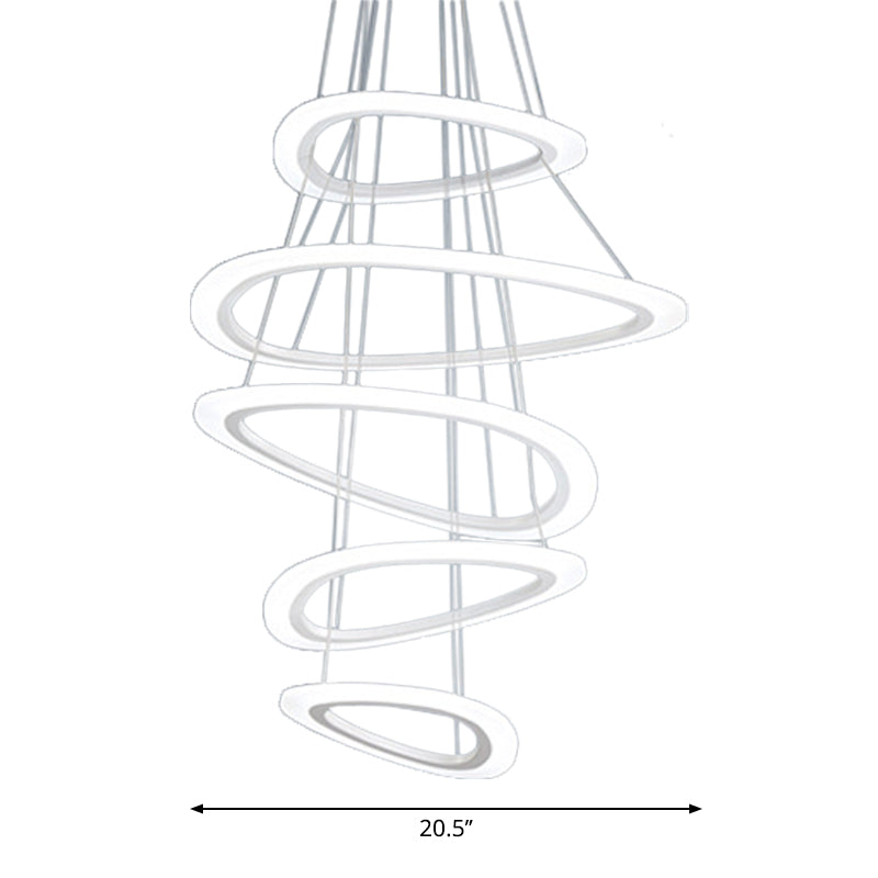 Modern White Teardrop Chandelier With Led Acrylic Lighting - 4/5 Tiers Warm/White Light