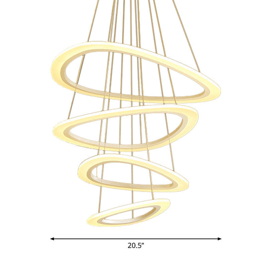 Modern White Teardrop Chandelier With Led Acrylic Lighting - 4/5 Tiers Warm/White Light