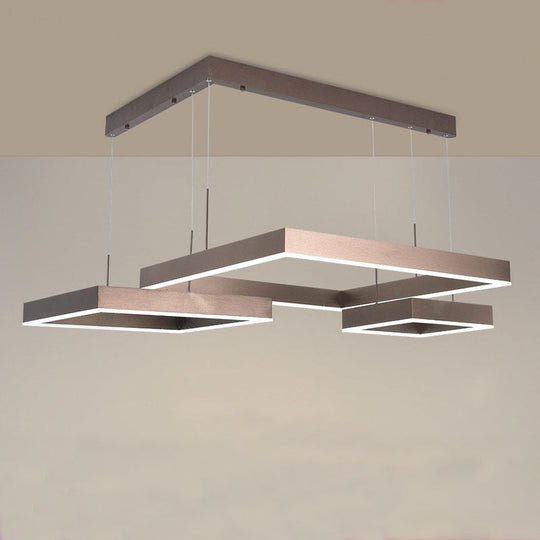 Contemporary Brown Aluminum Chandelier With Led Suspension Light – Available In Small/Large Sizes