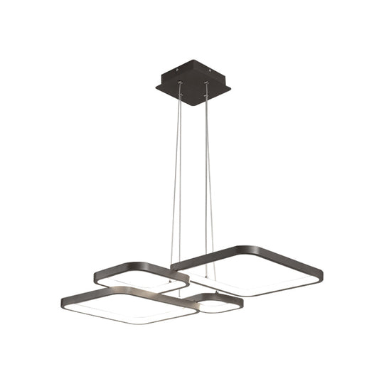 Sleek Brown 4/5 Tiered Led Chandelier With Acrylic Square Design In Warm/White Light