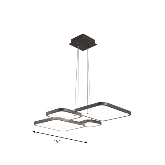 Modern Brown 4/5 Tiered Chandelier With Square Acrylic Led Pendant - Warm/White Lighting