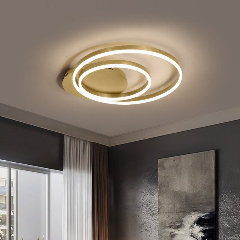 Round Acrylic Flush Ceiling Light - Coffee/Gold Led Flush-Mount Fixture Small/Medium/Large Gold /