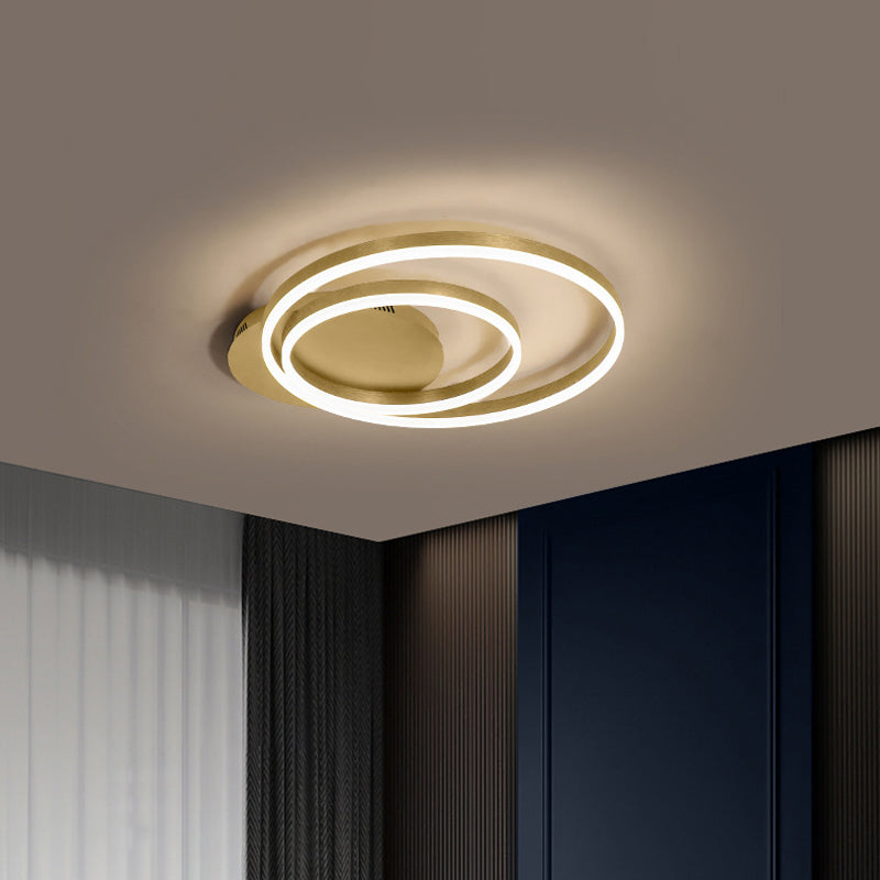 Round Acrylic Flush Ceiling Light - Coffee/Gold Led Flush-Mount Fixture Small/Medium/Large