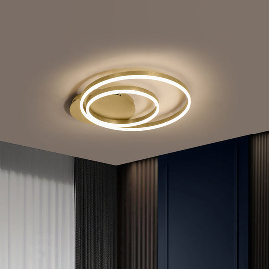 Round Acrylic Flush Ceiling Light - Coffee/Gold Led Flush-Mount Fixture Small/Medium/Large