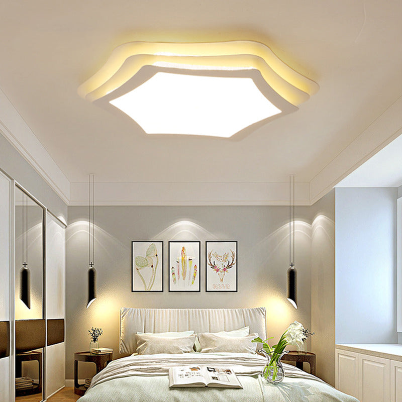 Contemporary White Acrylic Led Flush Ceiling Light For Study Room / 18’