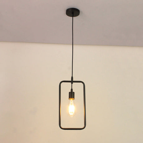 Modern Black Iron Pendant Light Fixture With Flower/Square/Round Frame - Perfect For Over Table /