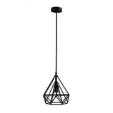 Retro Iron Diamond Restaurant Pendant Lamp - Black 1 Head Ceiling Suspension Lighting