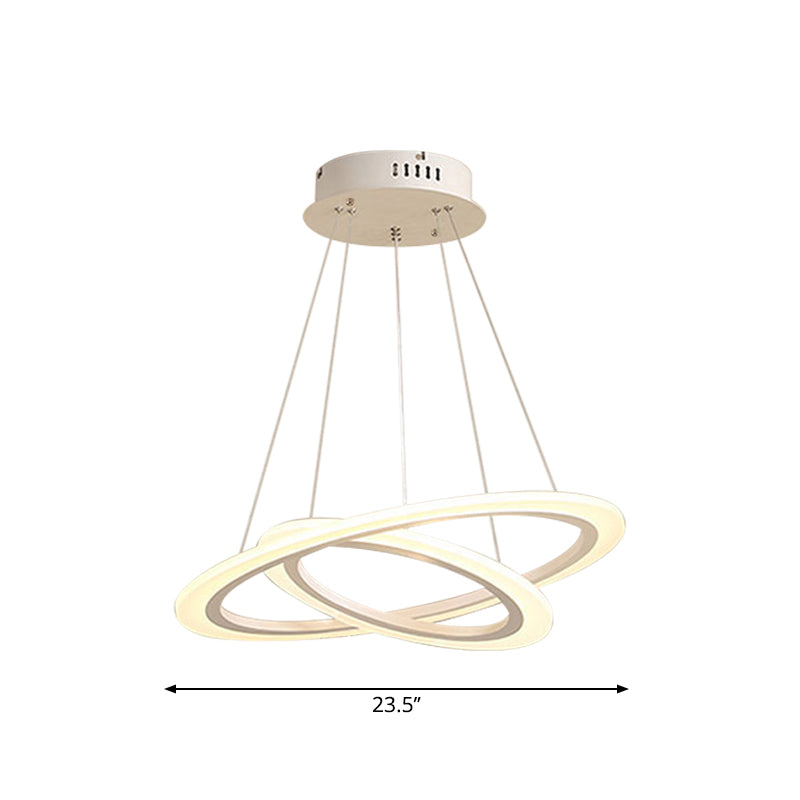 Minimalist White Led Pendant Light: Dining Room Chandelier With Triangle/Round Acrylic Shade (2/3