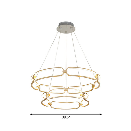 Metal Gold Led Pendant Light - 1/2-Tiered Wristlet Shaped Chandelier Simple & Stylish Small/Large
