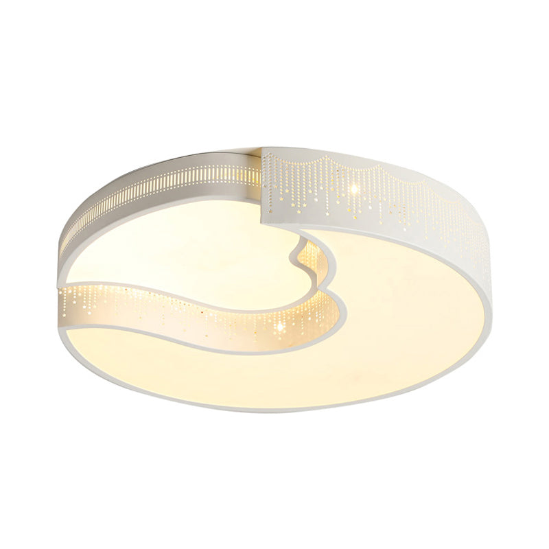 Modern White Metal Led Flushmount Ceiling Lamp For Living Room & Kitchen