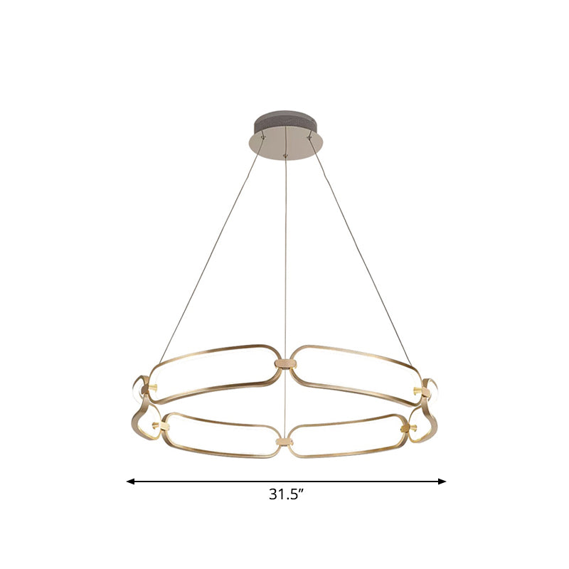 Metal Gold Led Pendant Light - 1/2-Tiered Wristlet Shaped Chandelier Simple & Stylish Small/Large