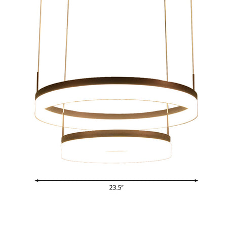 Modern Acrylic 2/3-Tier Led Chandelier Lamp - Minimalistic Coffee Medium/Large Perfect Over Table